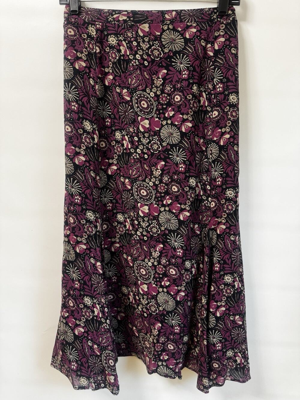 JM Collection Women’s Floral Midi Mermaid Skirt Size 14 Purple Black